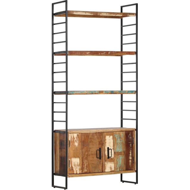 Kirjahylly 4 tasoa 80x30x180 cm täysi kierrätetty mangopuu_1