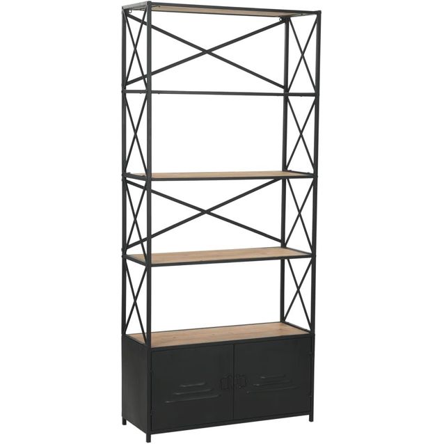 Kirjahylly kuusipuu ja teräs 80x32,5x180 cm_1