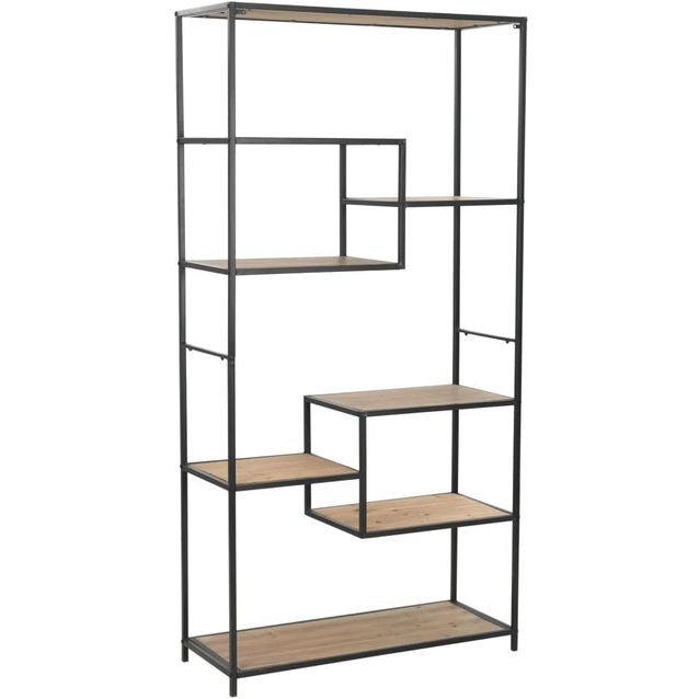 Kirjahylly kuusipuu ja teräs 90,5x35x180 cm_1