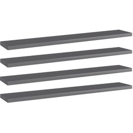 Hyllylevyt 4 kpl korkeakiilto harmaa 60x10x1,5 cm