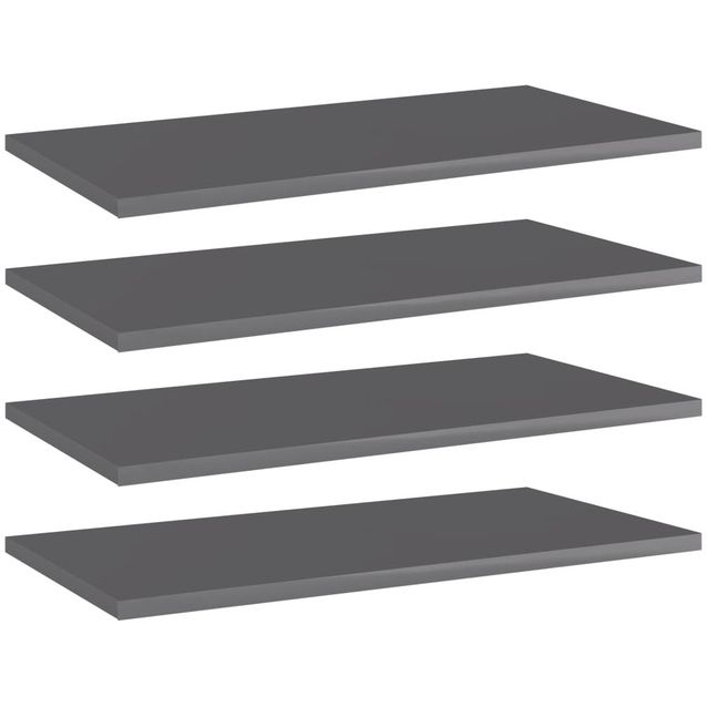 Kirjahyllytasot 4 kpl korkeakiilto harmaa 60x30x1,5 cm_1