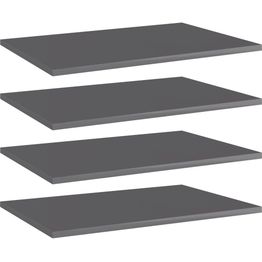 Hyllylevyt 4 kpl korkeakiilto harmaa 60x40x1,5 cm