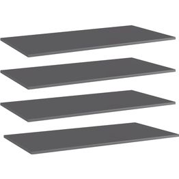 Hyllylevyt 4 kpl korkeakiilto harmaa 80x20x1,5 cm