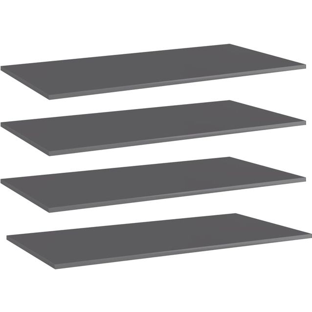 Kirjahyllytasot 4 kpl korkeakiilto harmaa 80x30x1,5 cm_1