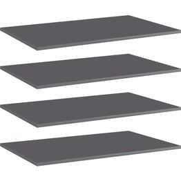 Hyllylevyt 4 kpl korkeakiilto harmaa 80x50x1,5 cm