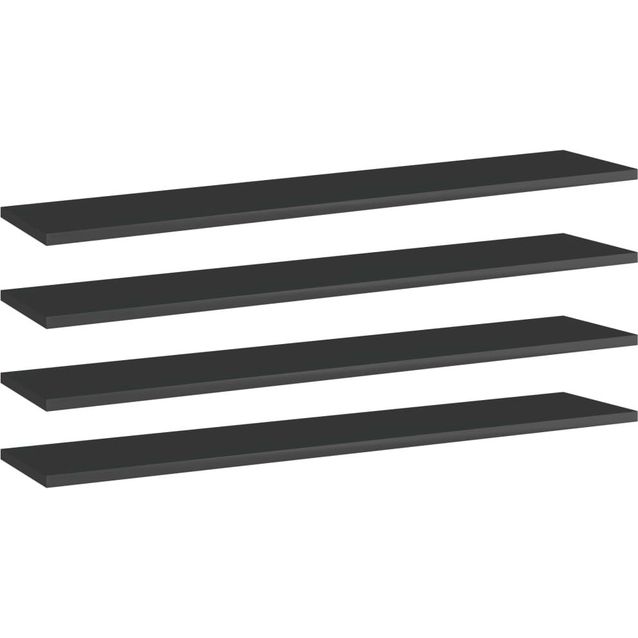 Kirjahyllytasot 4 kpl korkeakiilto musta 100x20x1,5 cm_1