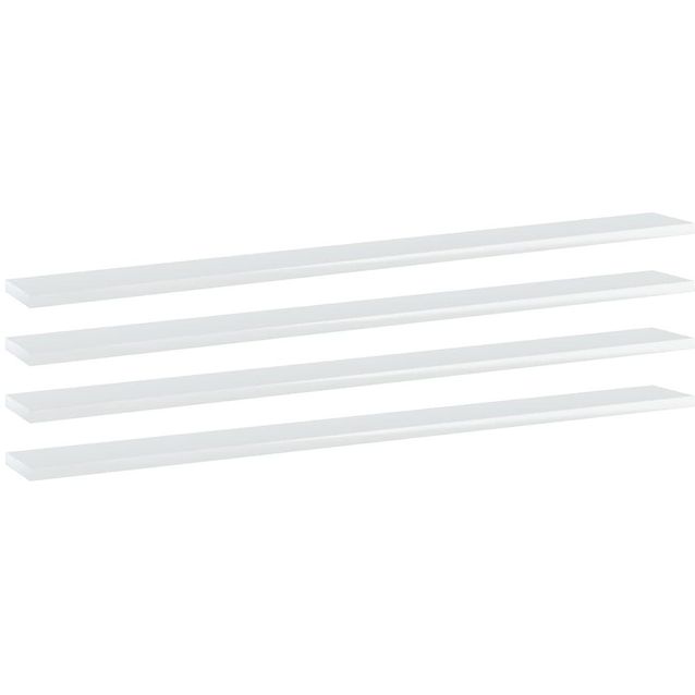 Kirjahyllytasot 4 kpl korkeakiilto valk. 100x10x1,5 cm_1