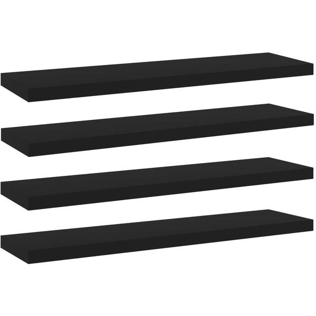 Kirjahyllytasot 4 kpl musta 40x10x1,5 cm lastulevy_1