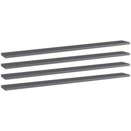 Hyllylevyt 4kpl korkeakiilto harmaa 100x10x1,5 cm