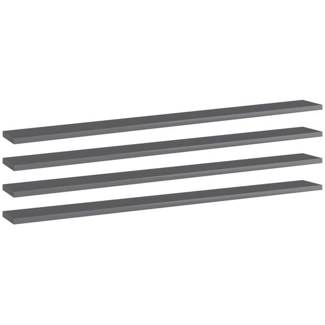 Kirjahyllytasot 4kpl korkeakiilto harmaa 100x10x1,5 cm_1