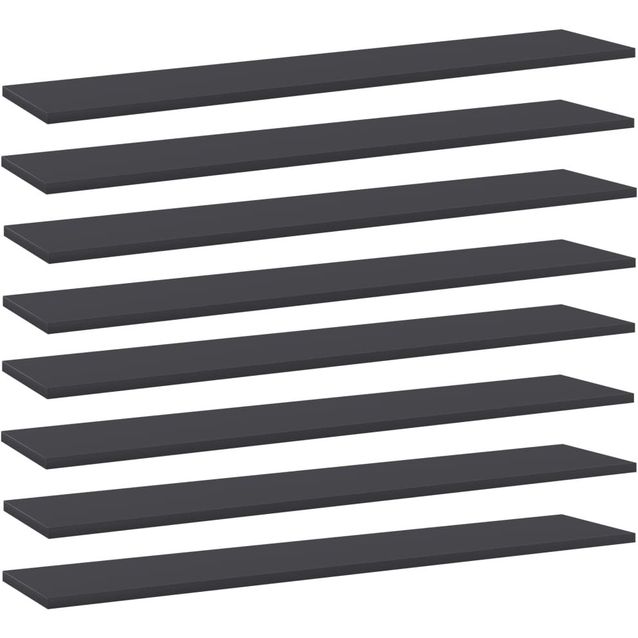 Kirjahyllytasot 8 kpl harmaa 100x20x1,5 cm lastulevy_1