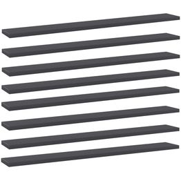 Hyllylevyt 8 kpl harmaa 80x10x1,5 cm lastulevy