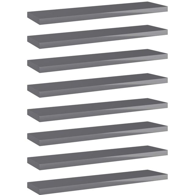 Kirjahyllytasot 8 kpl korkeakiilto harmaa 40x10x1,5 cm_1