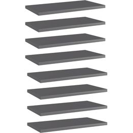 Hyllylevyt 8 kpl korkeakiilto harmaa 40x20x1,5 cm