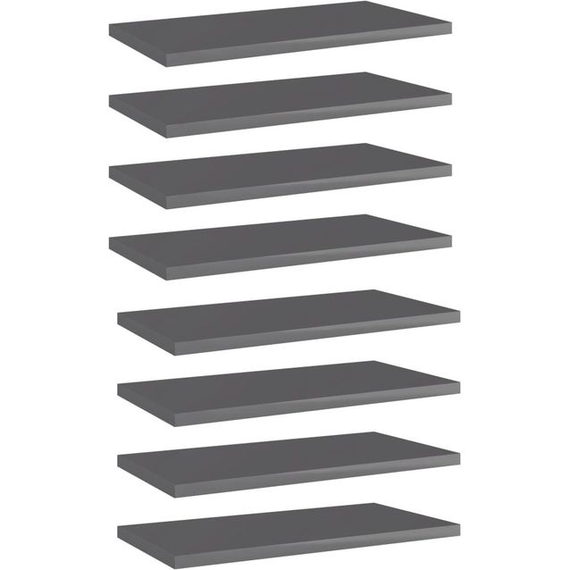 Kirjahyllytasot 8 kpl korkeakiilto harmaa 40x20x1,5 cm_1