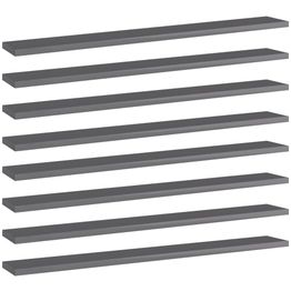 Hyllylevyt 8 kpl korkeakiilto harmaa 80x10x1,5 cm