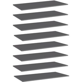 Hyllylevyt 8 kpl korkeakiilto harmaa 80x20x1,5 cm