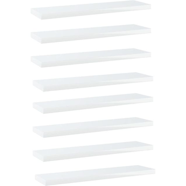 Kirjahyllytasot 8 kpl korkeakiilto valk 40x10x1,5 cm_1