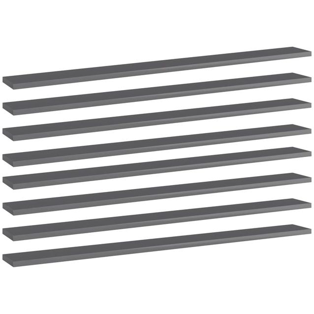 Kirjahyllytasot 8kpl korkeakiilto harmaa 100x10x1,5 cm_1