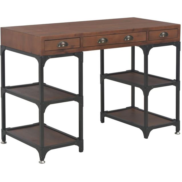 Kirjoituspöytä 3 vetolaatikolla 110x50x78 cm täysi kuusi_1