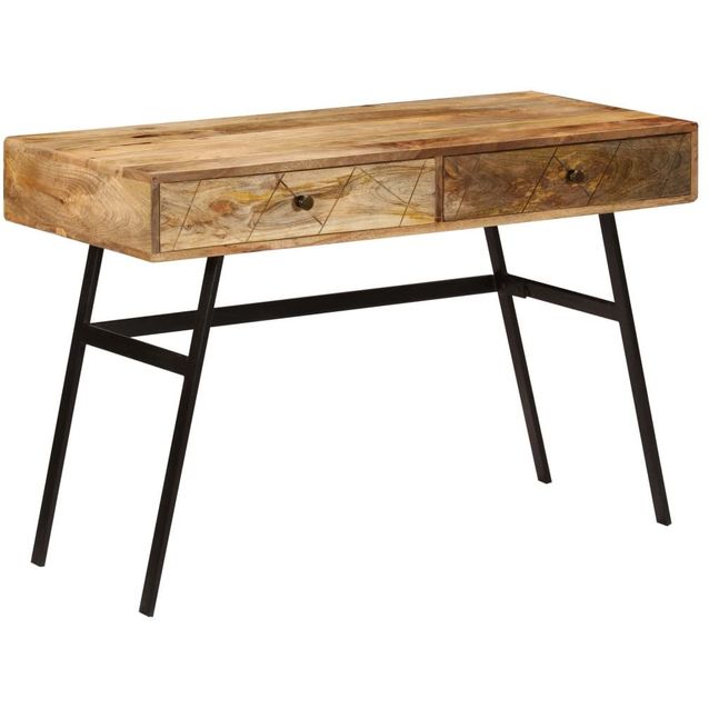 Kirjoituspöytä vetolaatikoilla kiinteä mangopuu 110x50x76 cm_1