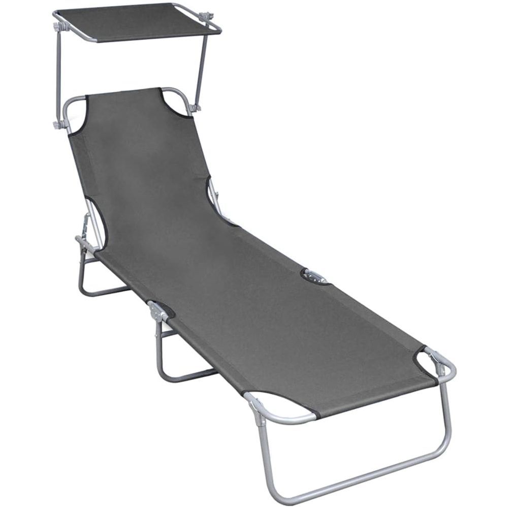 Kokoontaitettava aurinkotuoli katoksella harmaa alumiini
