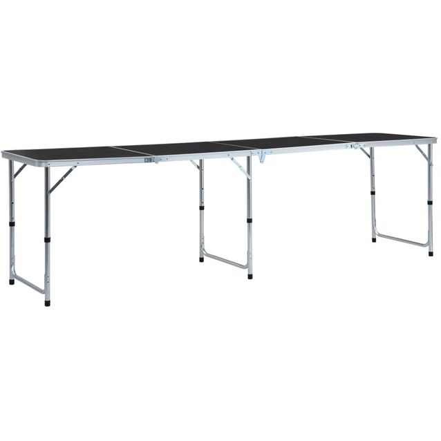 Kokoontaitettava retkipöytä harmaa alumiini 240x60 cm