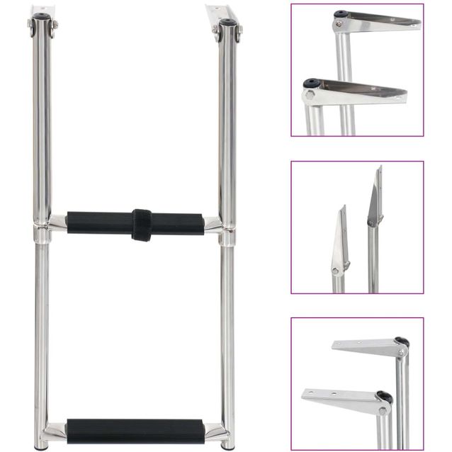 Kokoontaittuvat tikkaat 2 askelta ruostumaton teräs