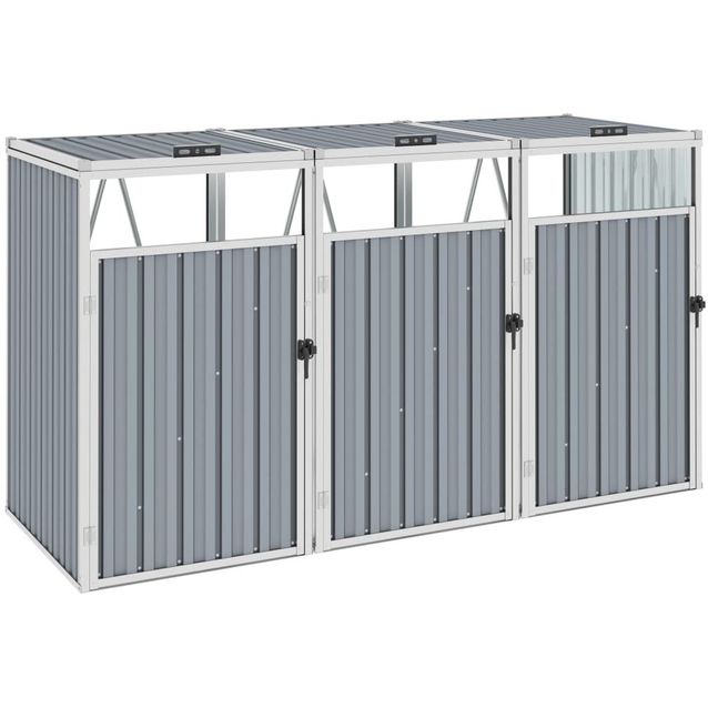 Kolmen roska-astian vaja harmaa 213x81x121 cm teräs_1