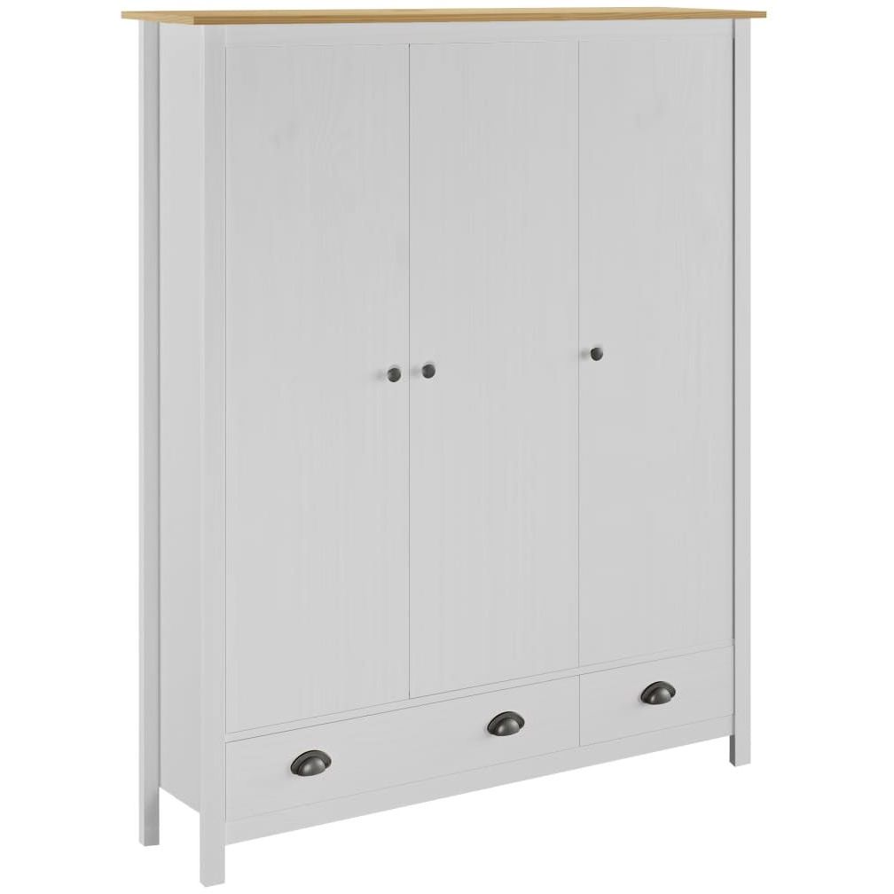 Kolmiovinen vaatekaappi hill range valk. 127cm mänty