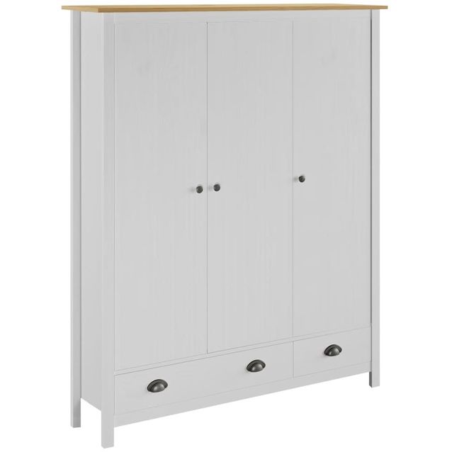 Kolmiovinen vaatekaappi hill range valk. 127x50x170 cm mänty_1