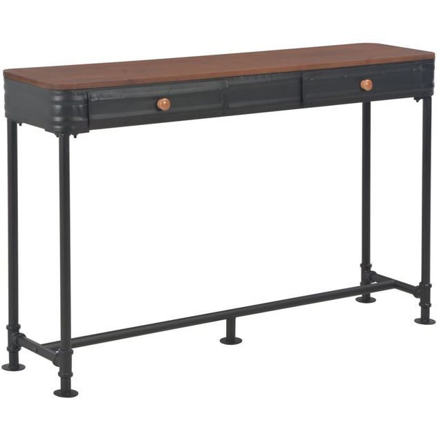 Konsolipöytä 2 laatikolla 120x30x75 cm täysi kuusi_1