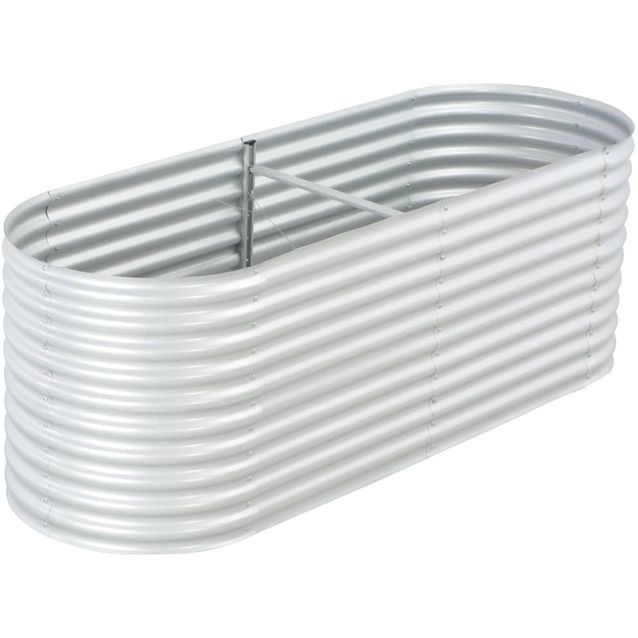 Korotettu kukkalaatikko 240x80x81 cm galvanoitu teräs hopea_1