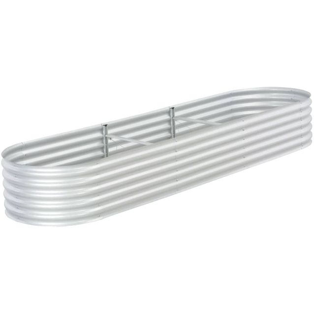 Korotettu kukkalaatikko 320x80x44 cm galvanoitu teräs hopea_1