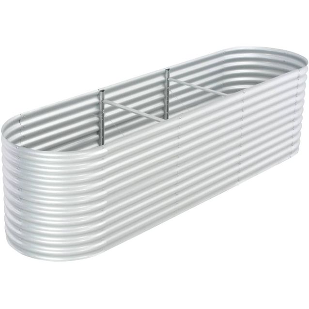 Korotettu kukkalaatikko 320x80x81 cm galvanoitu teräs hopea_1