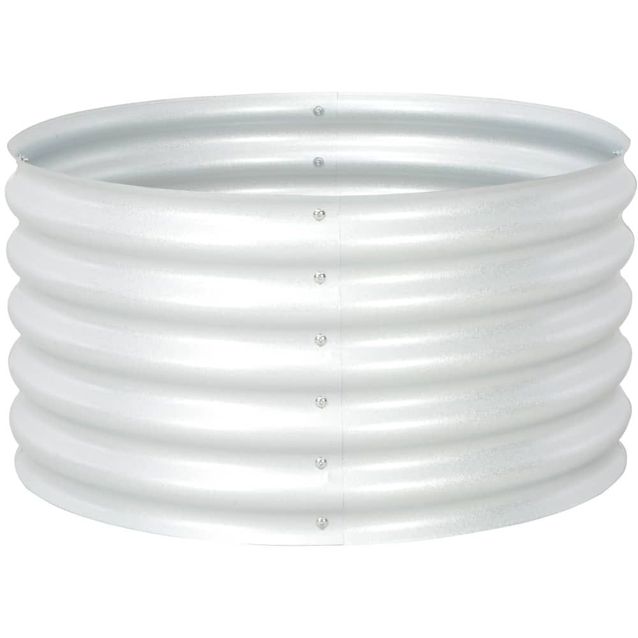 Korotettu kukkalaatikko 80x80x44 cm galvanoitu teräs hopea_1