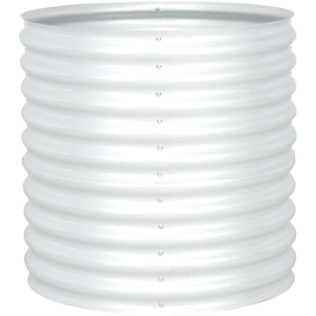 Korotettu kukkalaatikko 80x80x81 cm galvanoitu teräs hopea_1