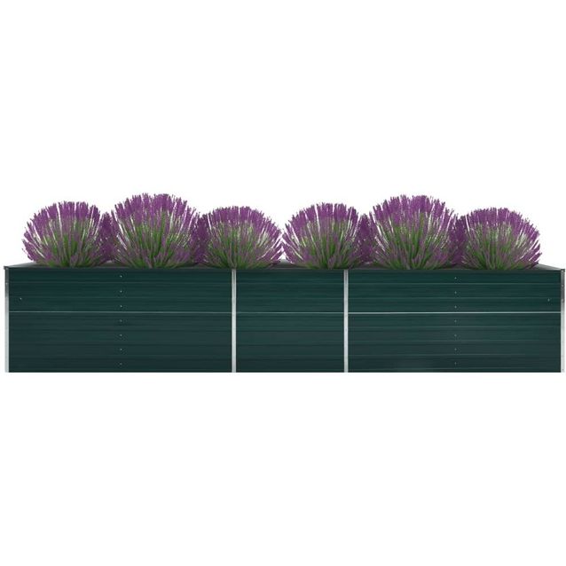 Korotettu kukkalaatikko galv. teräs 400x80x45 cm vihreä_1