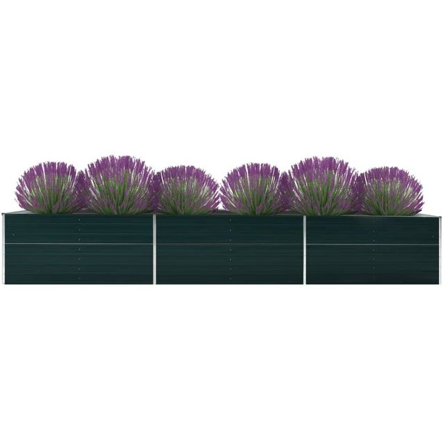 Korotettu kukkalaatikko galv. teräs 480x80x45 cm vihreä_1