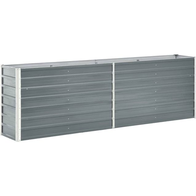 Korotettu kukkalaatikko galvanoitu teräs 240x40x77 cm harmaa_1