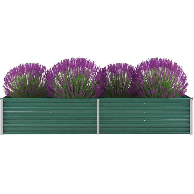 Korotettu kukkalaatikko galvanoitu teräs 240x80x45 cm vihreä_1