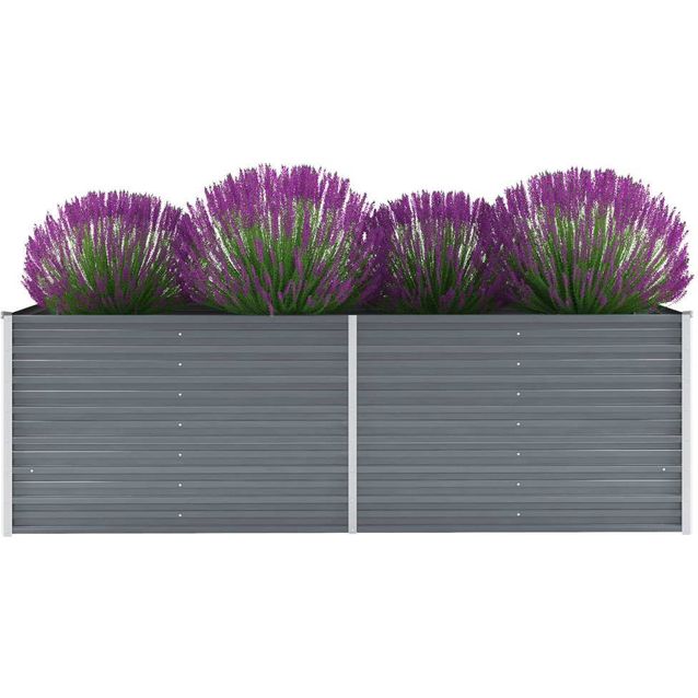 Korotettu kukkalaatikko galvanoitu teräs 240x80x77 cm harmaa_1