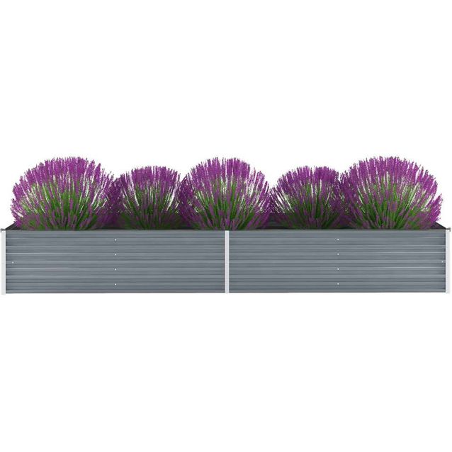 Korotettu kukkalaatikko galvanoitu teräs 320x80x45 cm harmaa_1