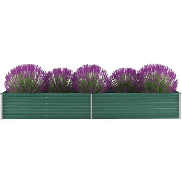 Korotettu kukkalaatikko galvanoitu teräs 320x80x45 cm vihreä_1
