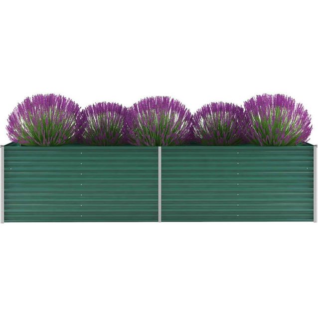 Korotettu kukkalaatikko galvanoitu teräs 320x80x77 cm vihreä_1