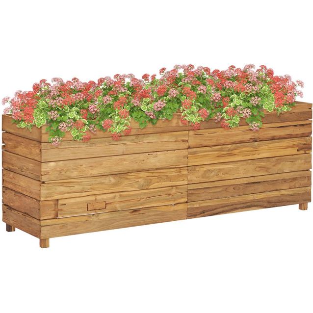 Kukkalaatikko 150x40x55 cm kierrätetty tiikki ja teräs_1