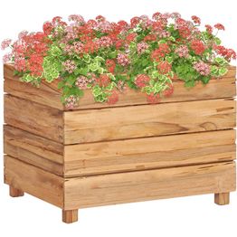 Kukkalaatikko 50x40x38 cm kierrätetty tiikki ja teräs