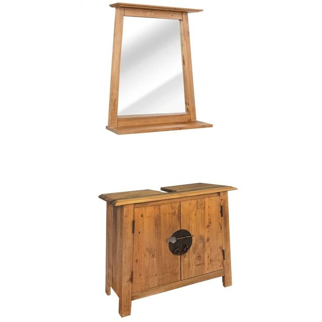 Kylpyhuoneen huonekalusarja kiinteä kierrätetty mänty_1