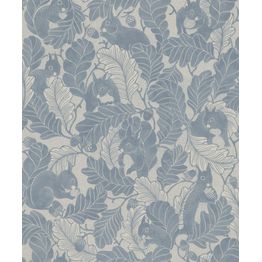 Tapetti Långelid/Von Brömssen Oak Tree Tails, eläin, kasvi, vaaleansininen