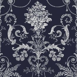 Tapetti Laura Ashley 113386 Josette Midnight, maalaisromanttinen, sininen